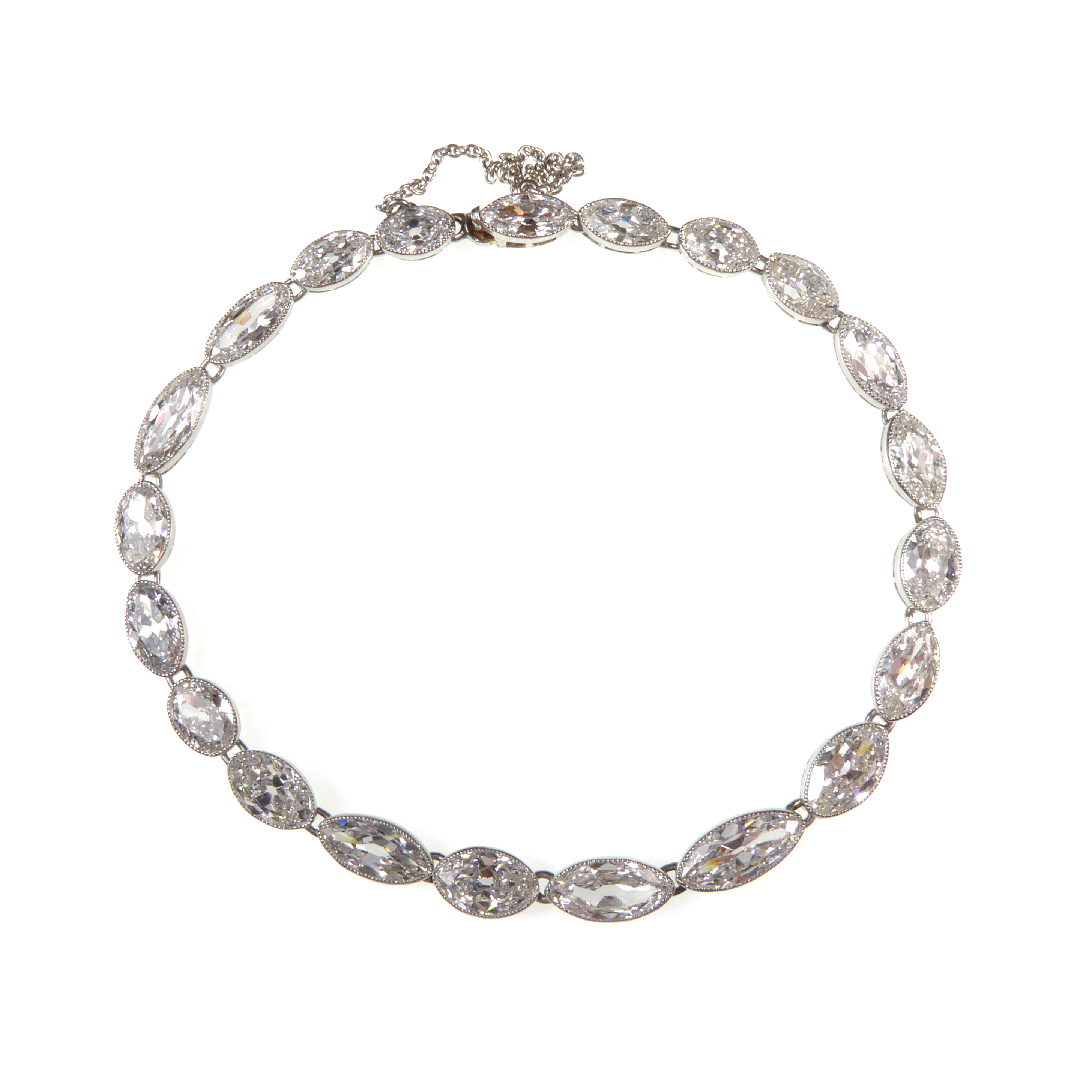 Early 20th century old cut marquise diamond line bracelet, c.1910, probably English,